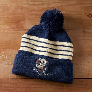 Milwaukee Admirals Throwback Stripe Cable Knit Toques | Winter Beanie Hat w/ Pom